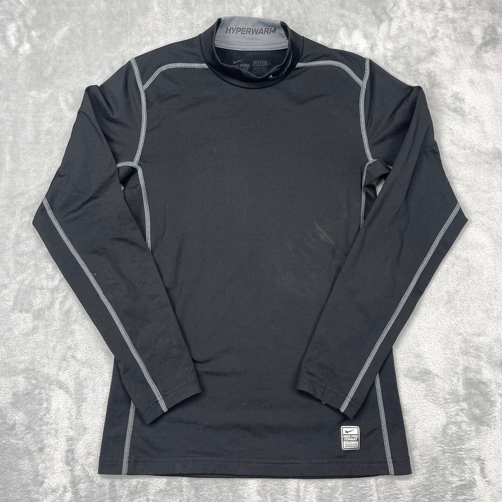 Nike Pro Combat Dri-Fit Hyperwarm Shirt Mens S Black Athletic Fitted Pullover